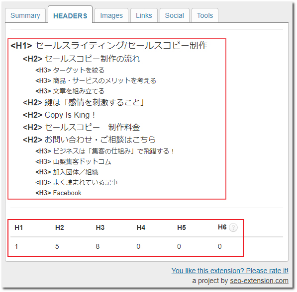 SEO META in 1 CLICKのHEADERSタブ