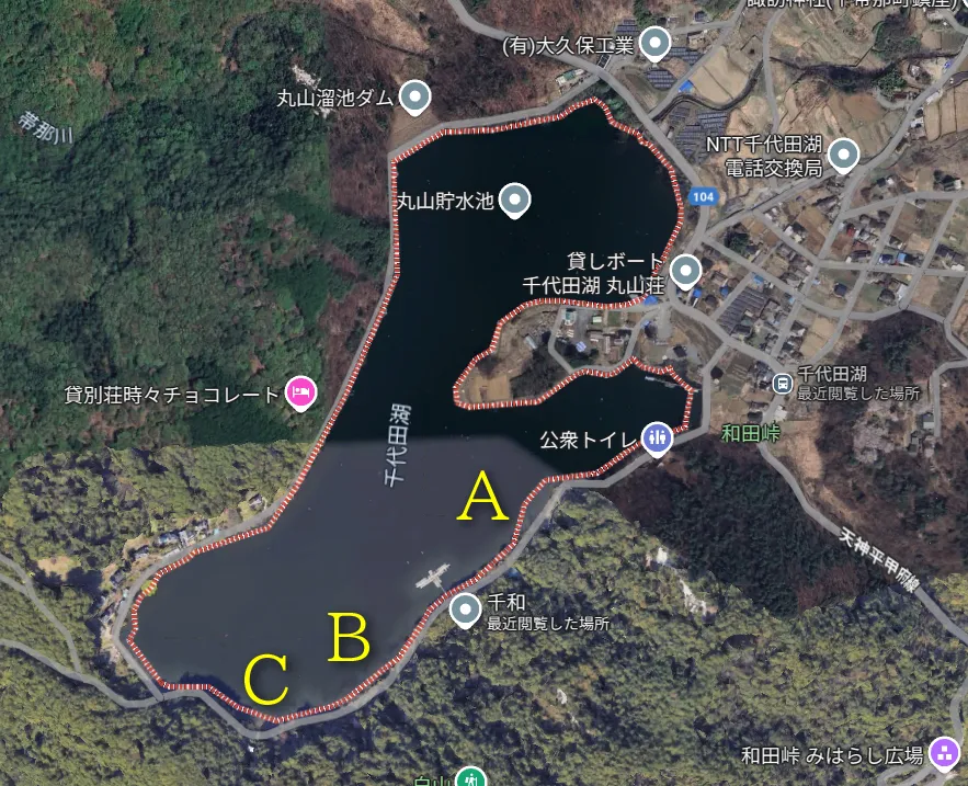 千代田湖全景(Googleマップより)